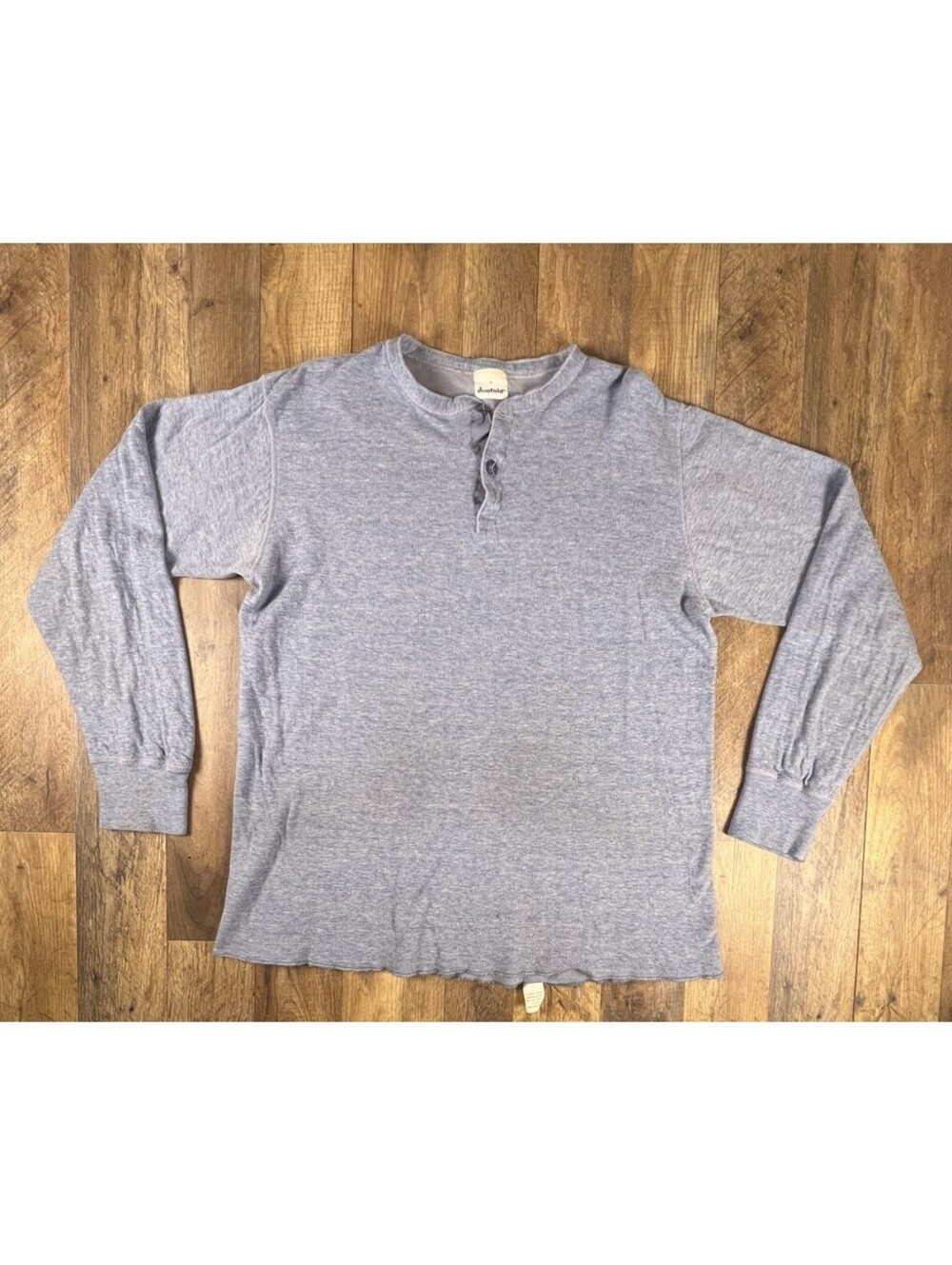 DUOFOLD XL Two Layer Wool Blend Henley 90s Thermal Long Sleeve Blue USA VTG